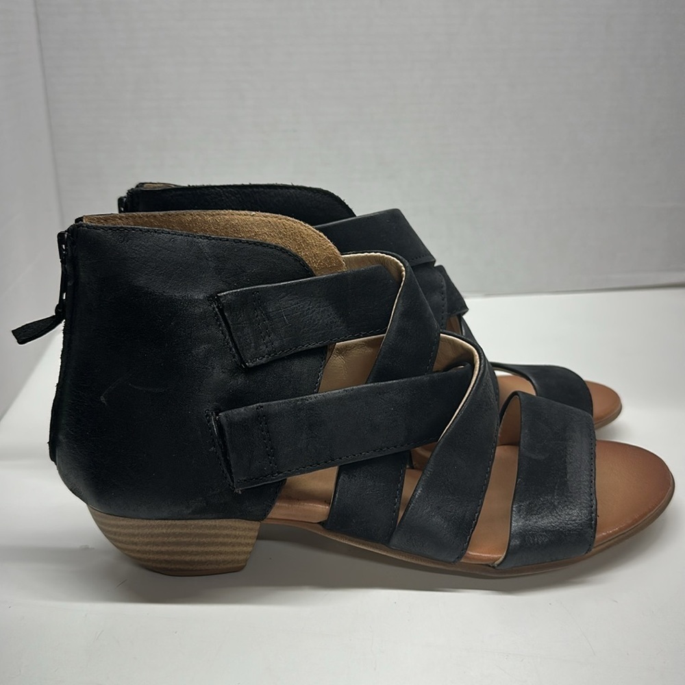 Miz Mooz Chasen Leather Heeled Sandals Shoes Strappy Open Toe Black Size 42 11